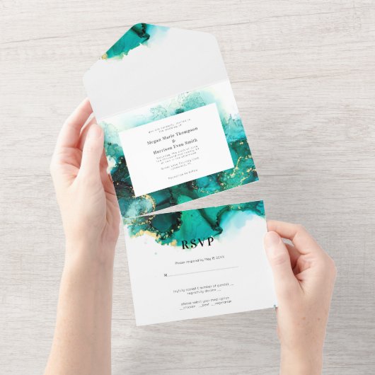 Emerald Jewel Tone Einladung zur Hochzeit (Abreißen)