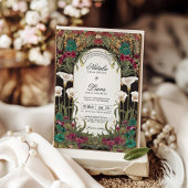 Emerald Jewel Tone Floral Art Nouveau Wedding Einladung