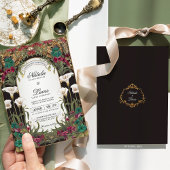 Emerald Jewel Tone Floral Art Nouveau Wedding Einladung