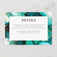 Emerald Jewel Tone Wedding Details Card