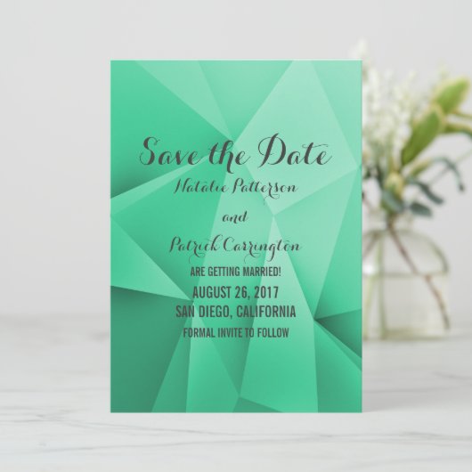 Emerald Jewel Tones Save the Date einladen Einladung (Stehend Vorderseite)