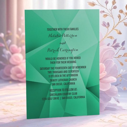 Emerald Jewel Tones Wedding Einladung