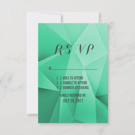Emerald Jewel Tones Wedding RSVP Card Karte (Vorderseite)