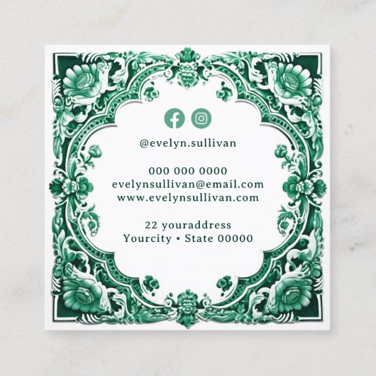 Emerald Keramik inspirierte Visitenkarte (Rückseite)