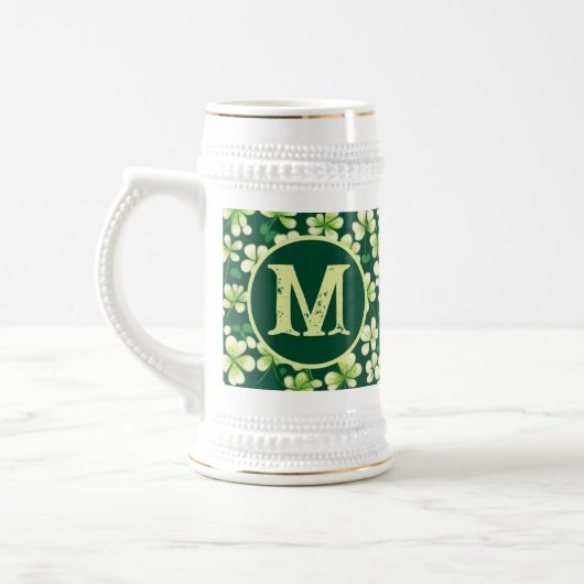 Emerald Kleeblatt Tapestry: Dunkle grüne Freude Bierglas (Links)