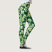Emerald Kleeblatt Tapestry: Dunkle grüne Freude Leggings (Rechts)