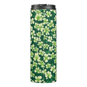 Emerald Kleeblatt Tapestry: Dunkle grüne Freude Thermosbecher (Rückseite)