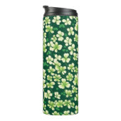 Emerald Kleeblatt Tapestry: Dunkle grüne Freude Thermosbecher (Nach rechts gedreht)
