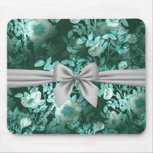 Emerald Lace White Bow Mousepad