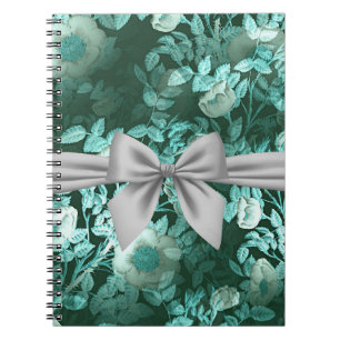 Emerald Lace White Bow Notizblock