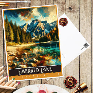 Emerald Lake, Colorado Vintage Gemälde Postkarte