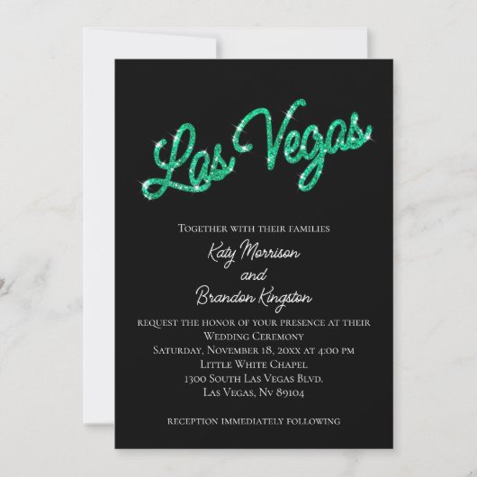 Emerald Las Vegas Glitzern Einladung zur Hochzeit (Vorderseite)