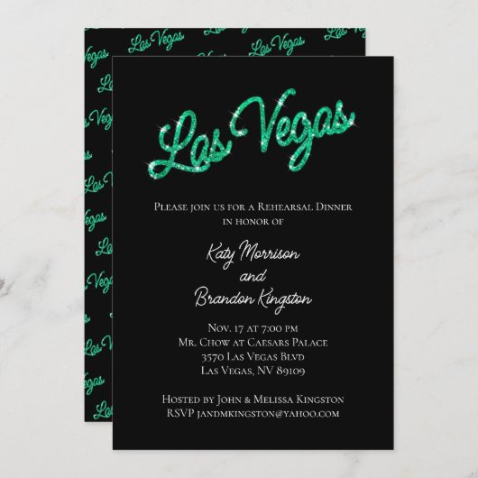 Emerald Las Vegas Glitzern Probe Einladung (Vorne/Hinten)