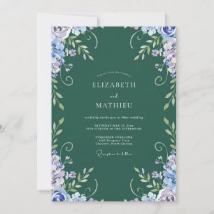 Emerald-Lavendel-Reben-Hochzeit Einladung