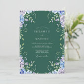 Emerald-Lavendel-Reben-Hochzeit Einladung (Stehend Vorderseite)