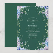 Emerald-Lavendel-Reben-Hochzeit Einladung (Vorne/Hinten)
