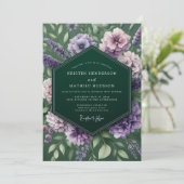 Emerald Lavender Moody Wedding Einladung (Stehend Vorderseite)