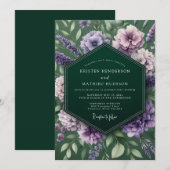 Emerald Lavender Moody Wedding Einladung (Vorne/Hinten)