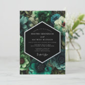 Emerald Lavish Floral Wedding Einladung (Stehend Vorderseite)