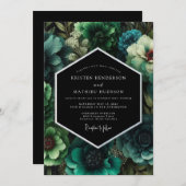Emerald Lavish Floral Wedding Einladung (Vorne/Hinten)