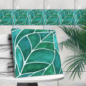 Emerald Leaf Watercolor Fliese