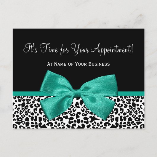 Emerald Leopard Print Salon Termin Erinnerung Postkarte (Vorderseite)