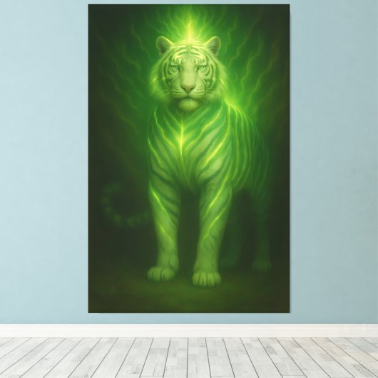 Emerald Light Guardian White Tiger – Standing Divi Leinwanddruck (Insitu (Holzboden))