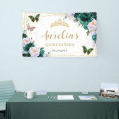 Emerald Lila Floral Butterfells Begrüßungskulisse Banner (Messeveranstaltung)