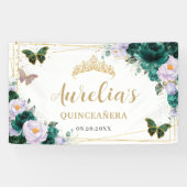 Emerald Lila Floral Butterfells Begrüßungskulisse Banner (Horizontal)
