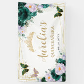 Emerald Lila Floral Butterfells Begrüßungskulisse Banner (Vertikal)