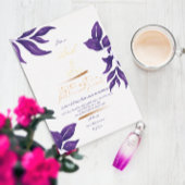 Emerald Lila & Gold Eucalyptus Wedding Folieneinladung