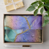 Emerald Lila Peacock Water Droplets Personalisiert Seidenpapier (Geschenk)