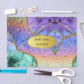 Emerald Lila Peacock Water Droplets Personalisiert Seidenpapier (Handwerk)