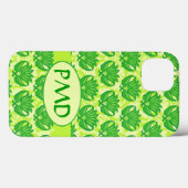 Emerald Lime Green Art Nouveau Damask Monogram Case-Mate iPhone Hülle (Rückseite (Horizontal))
