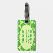 Emerald Lime Green Art Nouveau Damask Monogram Gepäckanhänger (Rückseite vertikal)