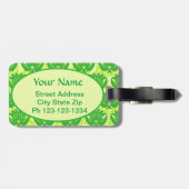 Emerald Lime Green Art Nouveau Damask Monogram Gepäckanhänger (Rückseite horizontal)