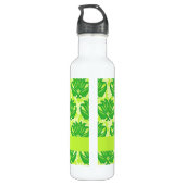 Emerald Lime Green Art Nouveau Damask Monogram Trinkflasche (Rückseite)