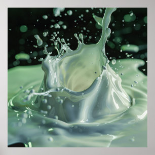 Emerald Liquid Explosion Art Poster