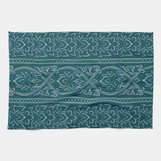 Emerald Lotus TapestPattern - The White Lotus Geschirrtuch (Horizontal)