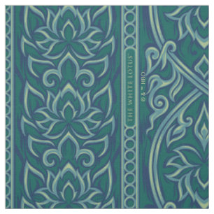 Emerald Lotus TapestPattern - The White Lotus Stoff