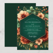 Emerald Luminous Autumnal Wedding Einladung (Vorne/Hinten)