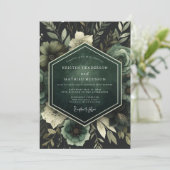 Emerald Lush Bloom Wedding Einladung (Stehend Vorderseite)