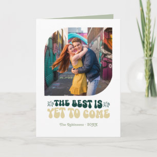 Emerald Luxe Champagner Retro Neujahrsfoto Feiertagskarte