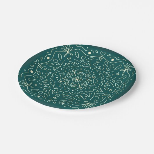 Emerald Mandala Paper-Teller Pappteller (Schrägansicht)