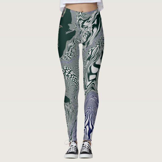 "Emerald Marble Flow" Leggings (Vorderseite)