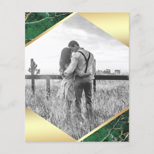 Emerald Marble Foto Budget Hochzeitseinladung (Rückseite)