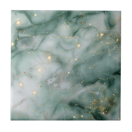 Emerald Marble Galaxy Fliese (Vorderseite)