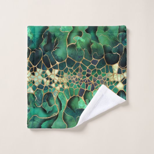Emerald-Marble-Zellen abstrakte Kunst Badhandtuch Set (Waschlappen)