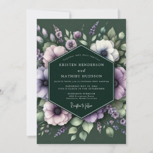 Emerald-Mauve-Anemonen-Hochzeit Einladung