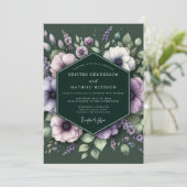 Emerald-Mauve-Anemonen-Hochzeit Einladung (Stehend Vorderseite)